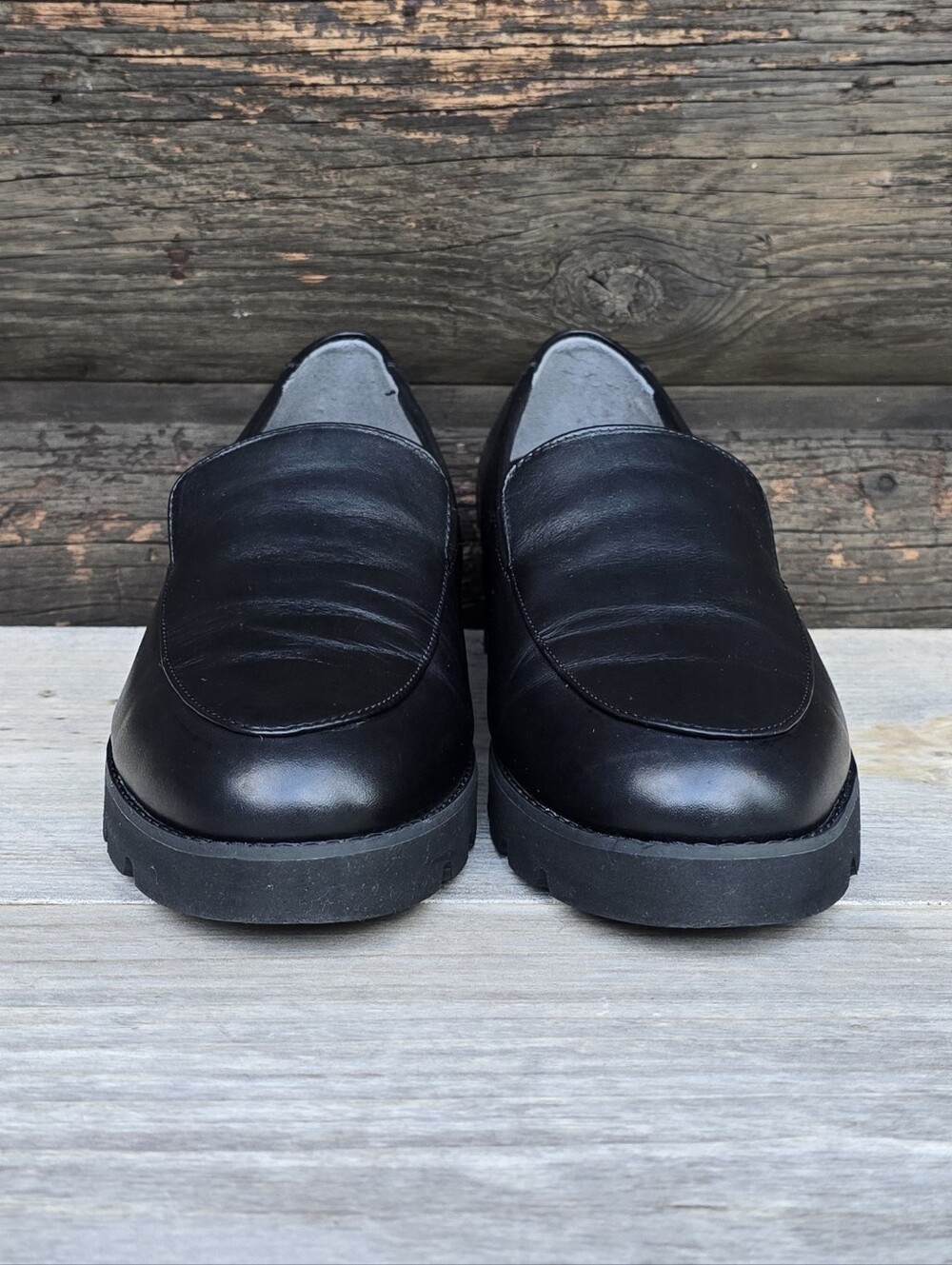 Vionic Kensley Y2K Preppy Minimalist Black Leather Lug Sole Comfort Loafer 8.5M - Picture 9 of 15